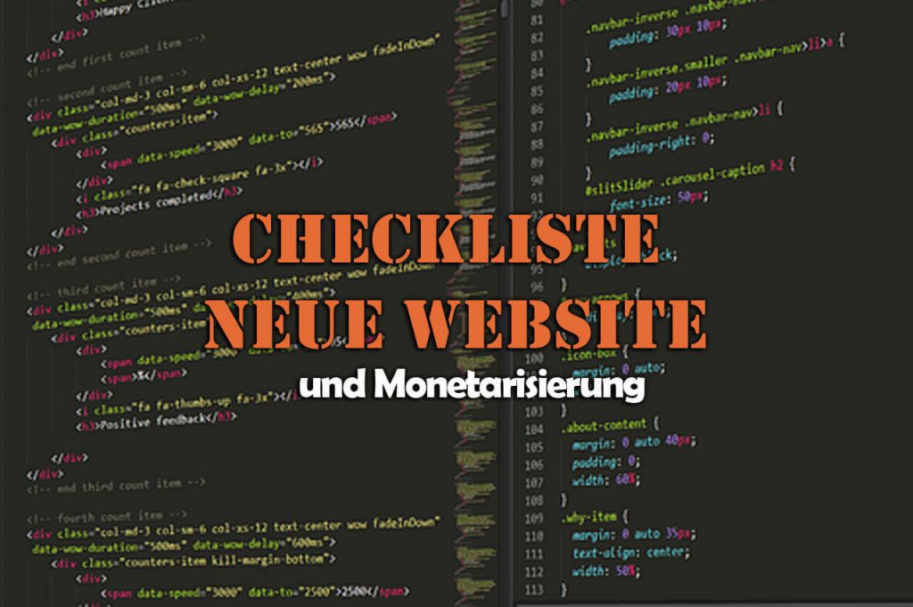 Checkliste neue Website