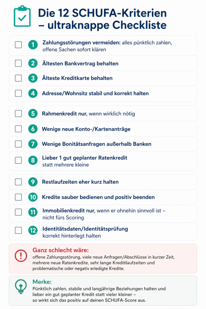 Neuen SCHUFA-Score verbessern (kurz und knapp)